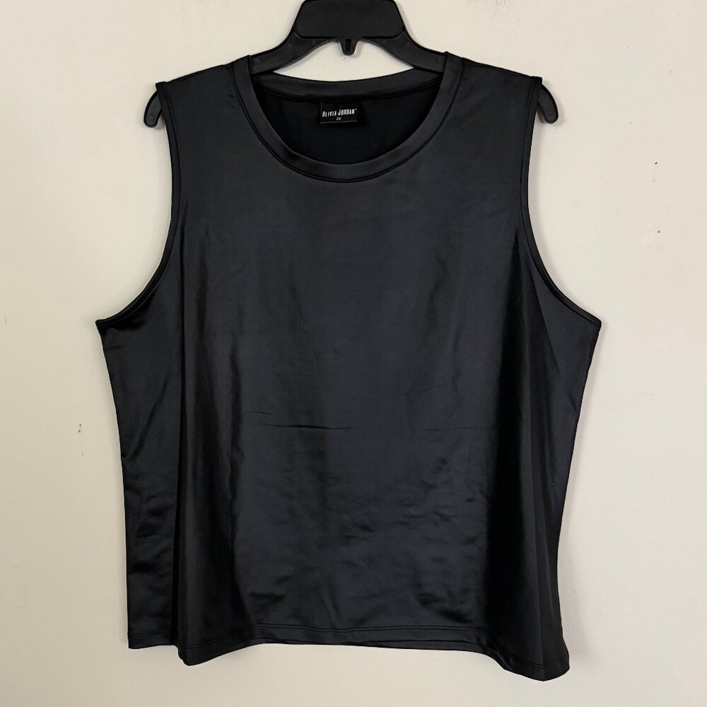 NEW Olivia Jordan  Black Liquid Shine Tank Top 2X